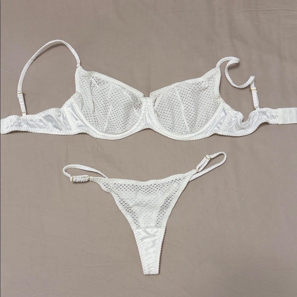 Custom White Lace Bra and Panty Lingerie Set